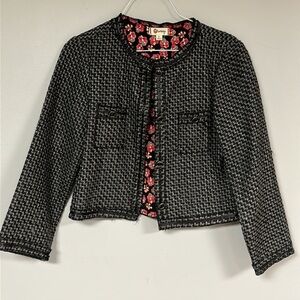 Euc Olsenboye Boucle Tweed Cropped Jacket with cute Lining Small juniors